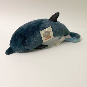 Vintage 1986 Gund Brand Blue Bottle Nosed Dolphin Stuffed Animal Plush